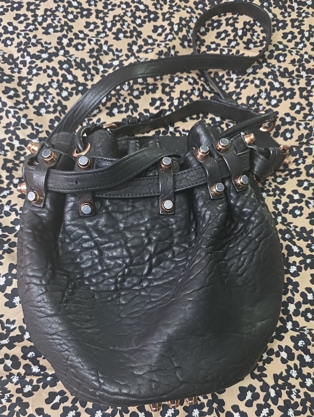 Alexander Wang Diego black pabbled bucket bag